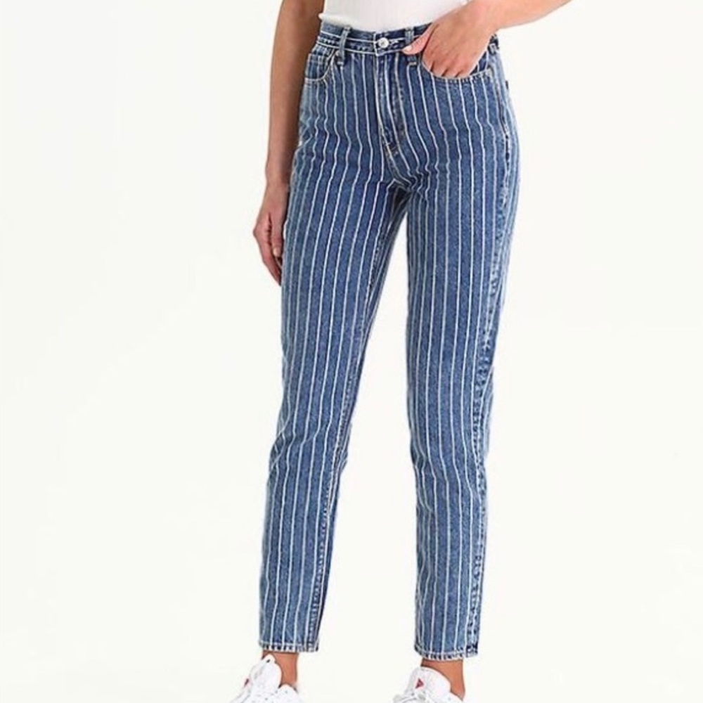 American Eagle High Rise Mom Jean Pinstripe